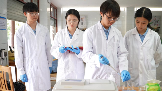 图为实践团科研组测定狗牯脑红茶数据。刘成伟 摄